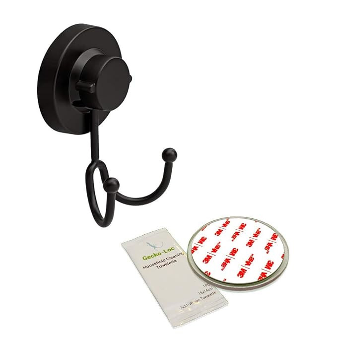 Gecko-Loc Heavy Duty Suction Cup Hooks Shower Accessory Stainless Steel - Black | Amazon (US)