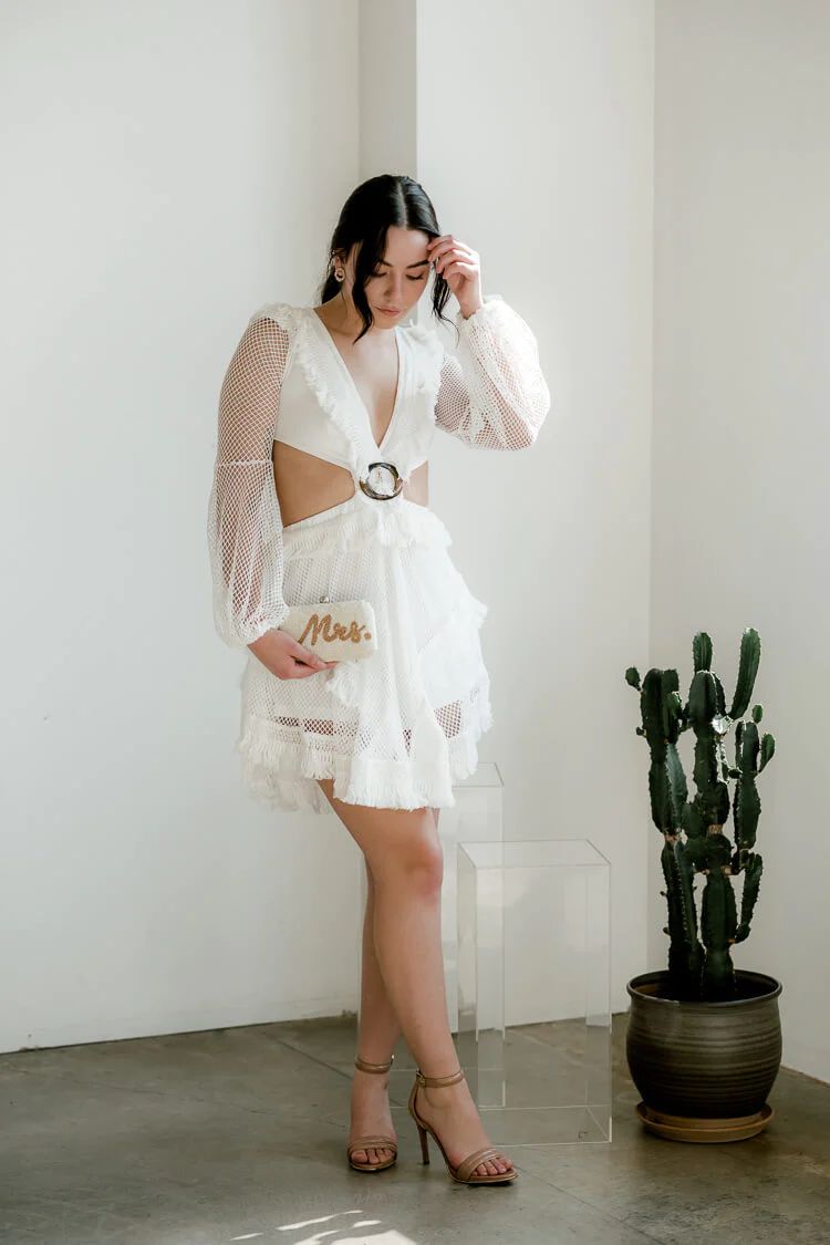 St. Tropez White Crochet Mini Dress | Confête