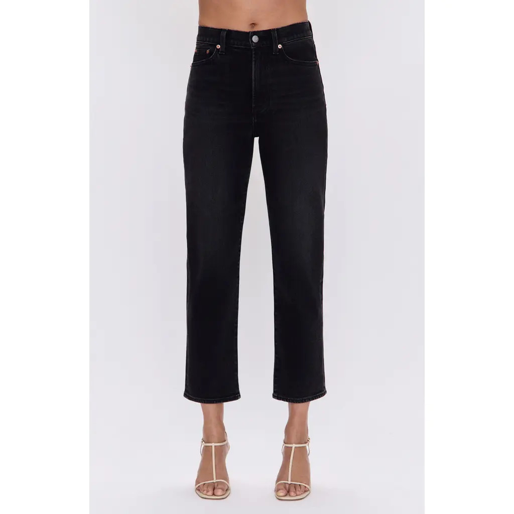 Pistola Charlie High Waist Ankle Straight Leg Jeans in Dark Midnight at Nordstrom, Size 33 | Nordstrom