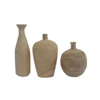 Decorative Paulownia Wood Vases - 4.8"L x 4.8"W x 9.5"H | Bed Bath & Beyond