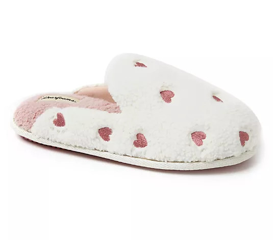 Dearfoams Women's Furry Heart Scuff Slipper - QVC.com | QVC