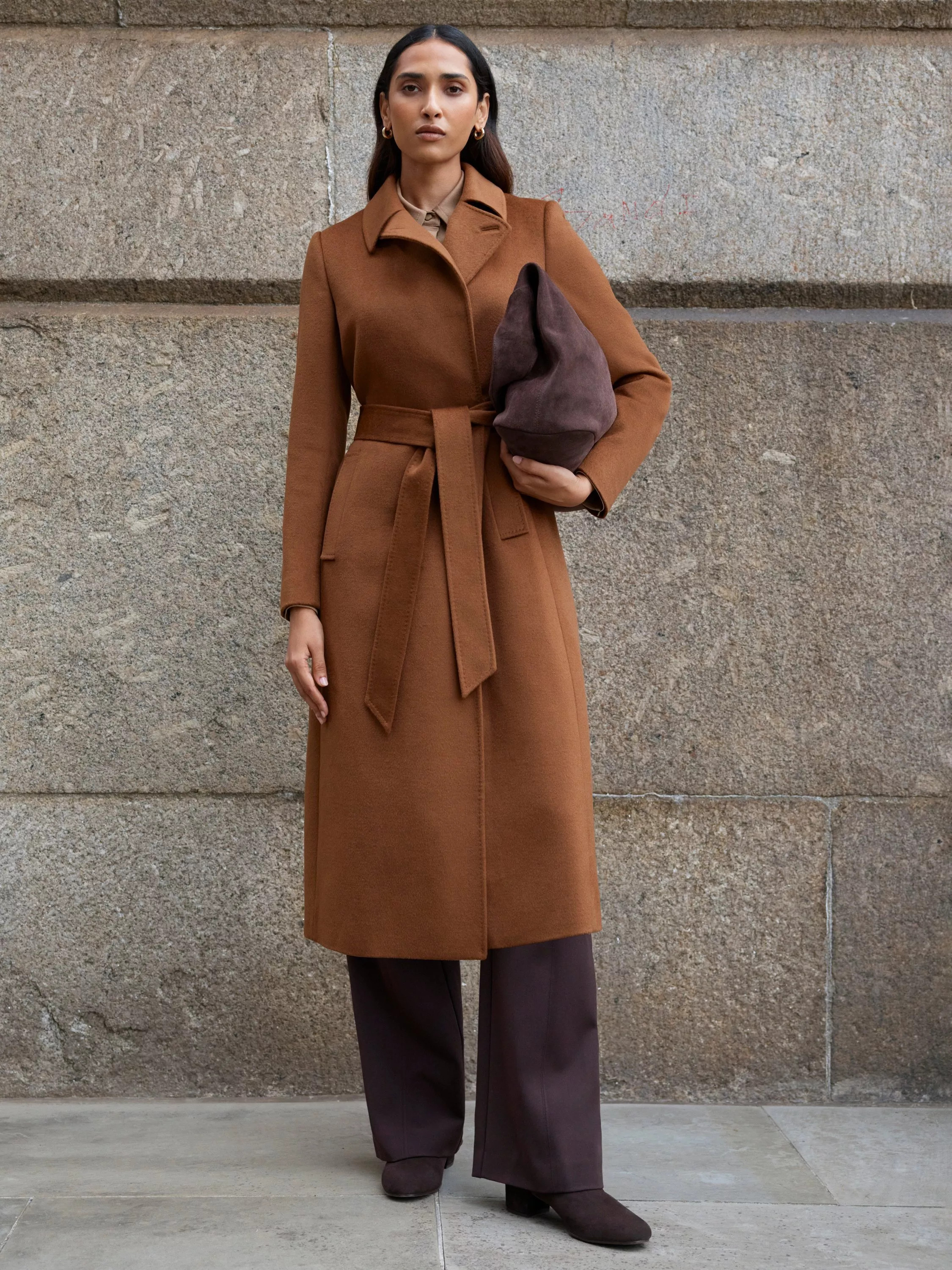 Hobbs Livia Pure Wool Coat, Brown | John Lewis (UK)