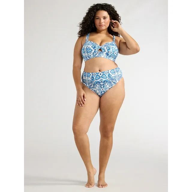 Sofia by Sofia Vergara Women's Printed High Waisted Bikini Bottoms with Curvetex®, Sizes XS-XL | Walmart (US)