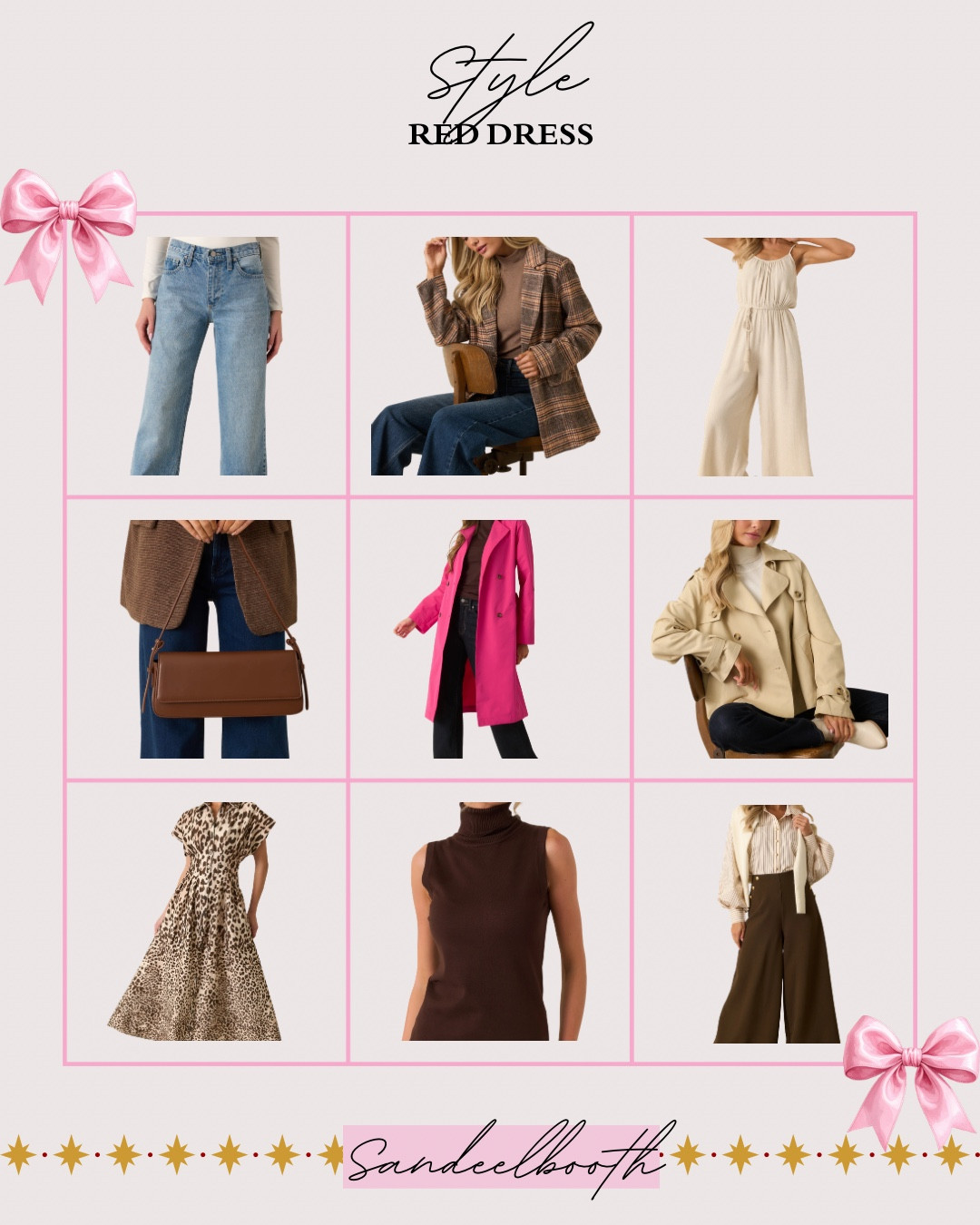 Red Dress is killing it right now with the best mix of winter outfits, holiday-ready accessories, timeless neutrals, statement pieces, and cozy everyday staples — all in one place. 🤎✨

This week’s favorites include:
• pearl hoops, gold bracelets & charm jewelry for holiday parties
• woven heels, suede boots & neutral handbags to elevate any winter look
• classic jeans, plaid & brown blazers for everyday layering
• cozy sweaters, chic knit jumpsuits & bold pink coats
• wide-leg trousers, leopard dresses & neutral basics you can wear on repeat

If you love affordable winter fashion, feminine details, and Red Dress boutique pieces that feel elevated without the high price tag, these are my top picks of the week.

🛍️ 


Red Dress boutique outfits, Red Dress accessories, winter fashion 2025, holiday outfits for women, pearl hoop earrings, gold jewelry, suede boots outfit, plaid blazer women, pink coat outfit, cozy winter sweaters, wide-leg trousers outfit, neutral handbags, affordable holiday style


#LTKMidsize #LTKWorkwear #LTKSeasonal