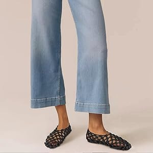 ZJGZF Mesh Ballet Flats for Women Round Toe Woven Hollow Beach Ballerina Flats Summer Cute Casual... | Amazon (US)