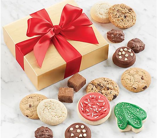 Cheryl's Cookies Gold Holiday Box with 12 Assorted Treats - QVC.com | QVC