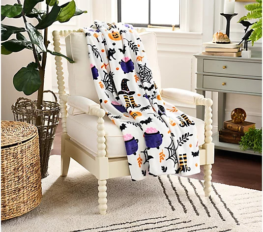 Hay & Harvest Halloween & Harvest Printed 60x80 Throw - QVC.com | QVC