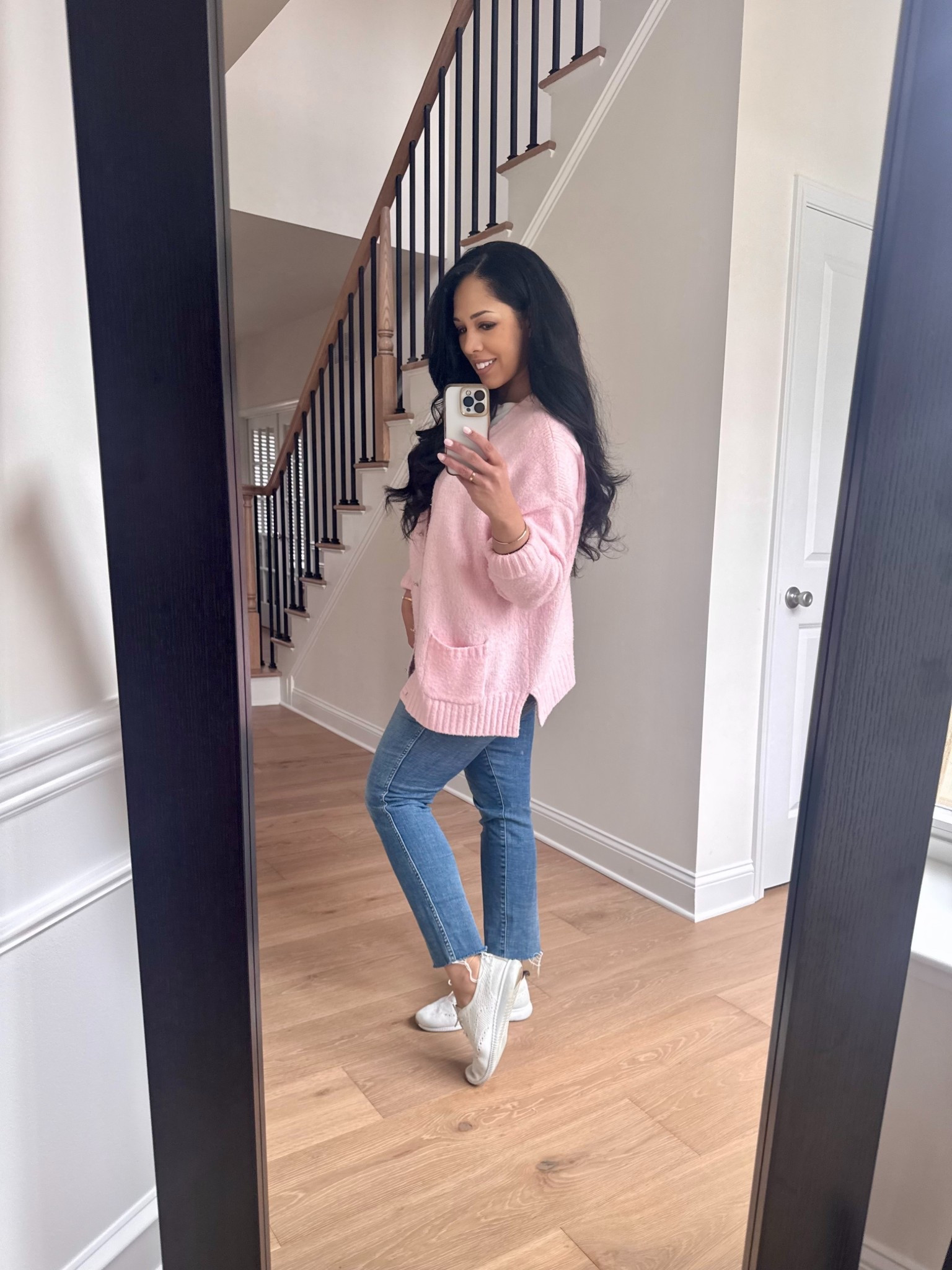 Casual outfit inpo 💕 Loving this pink oversized cardigan and ripped denim! #outfitinspo #ootd 

mom style
stylish mommy
pink cardigan
casual outfit
outfit inspo
spring outfit 2026

#LTKmomlife #LTKootd
