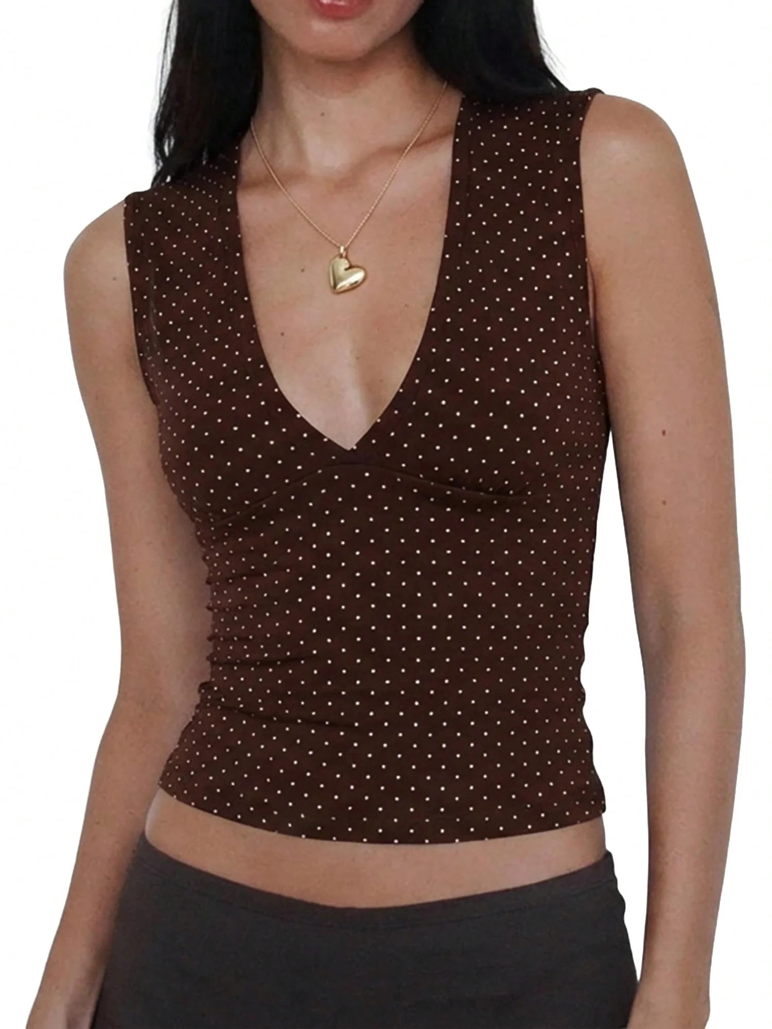 EMMIOL Women's Deep V-Neck Crop Tank Top Stretchy Sleeveless Going Out Top Summer Y2K Style | Walmart (US)