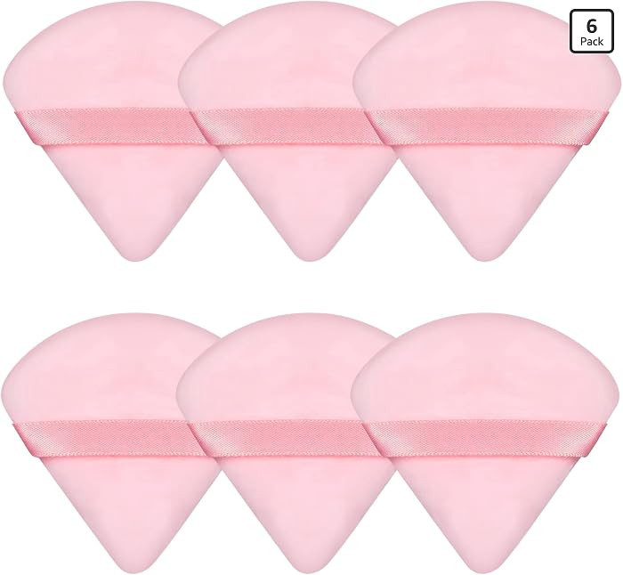 6 Pieces Powder Puff Face Soft Triangle Pink Gifts for Loose and Body Powder, Velour Makeup Spong... | Amazon (US)