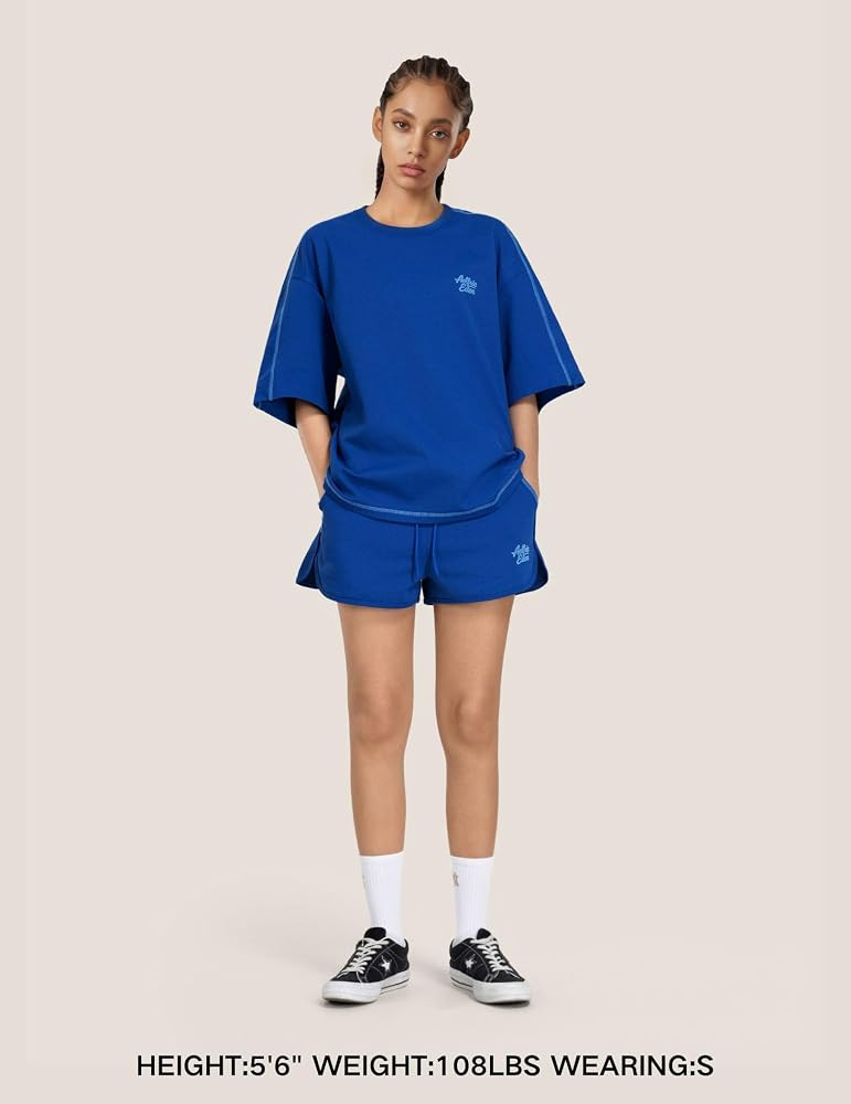 Aelfric Eden Cloud Oversized Sweat Set for women 2 Piece Shorts Sets 2026 Summer Casual Loose Sho... | Amazon (US)