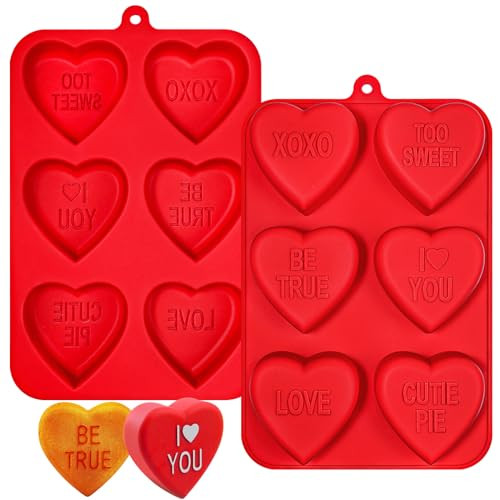 Webake Large Conversation Heart Mold for Baking, Valentine Heart Silicone Molds 6-Cavity Heart Shaped Cake Pans,2 Packs | Amazon (US)