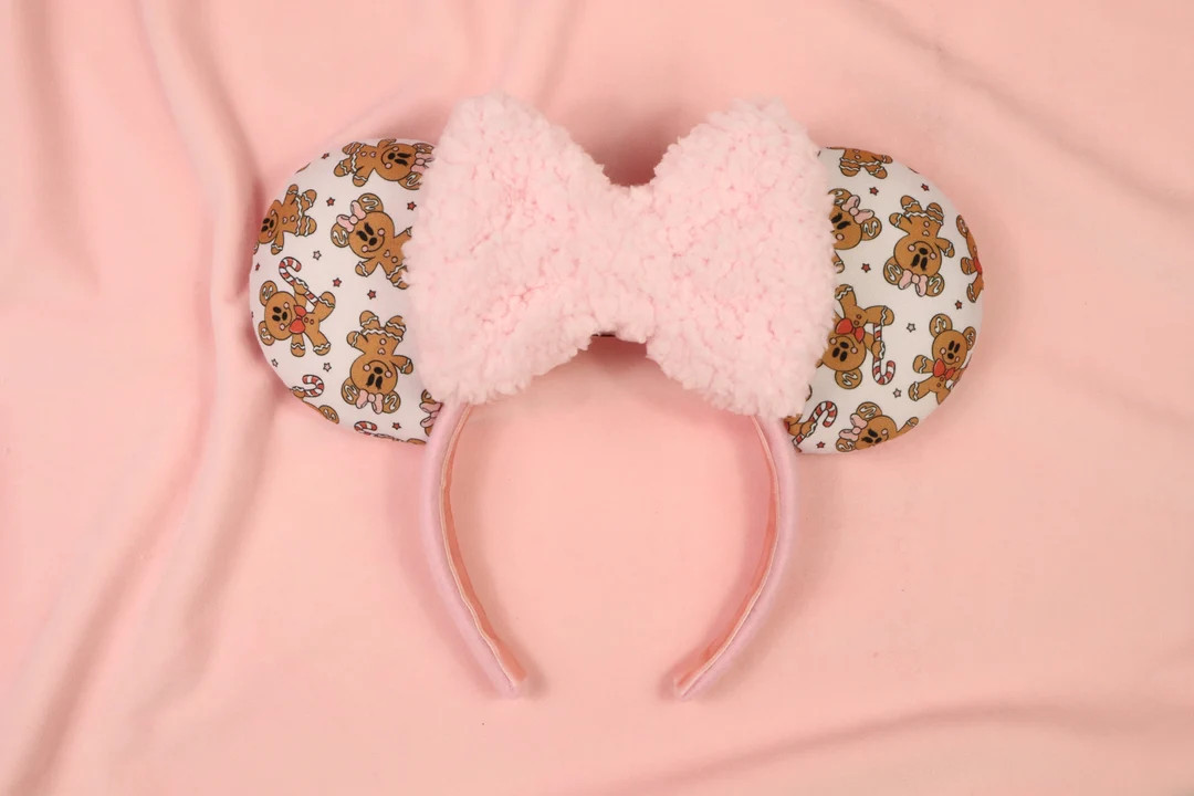 Pink Gingerbread Holiday Christmas Disney Ears, Disney Christmas gift, Christmas mickey ears, min... | Etsy (US)