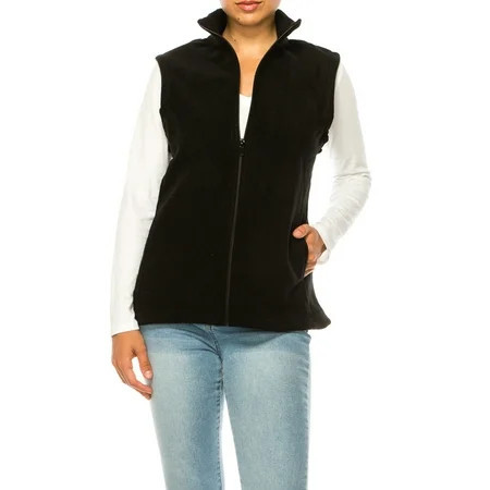 Women s Lightweight Polar Fleece Vest with Zip Closure and Front Pockets | Walmart (US)