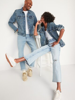 Gender-Neutral Distressed Built-In Flex Jean Jacket for Adults | Old Navy (US)