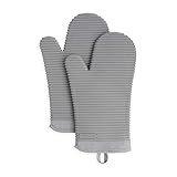 KitchenAid Ribbed Soft Silicone Oven Mitt Set, 7"x13", Grey 2 Count | Amazon (US)
