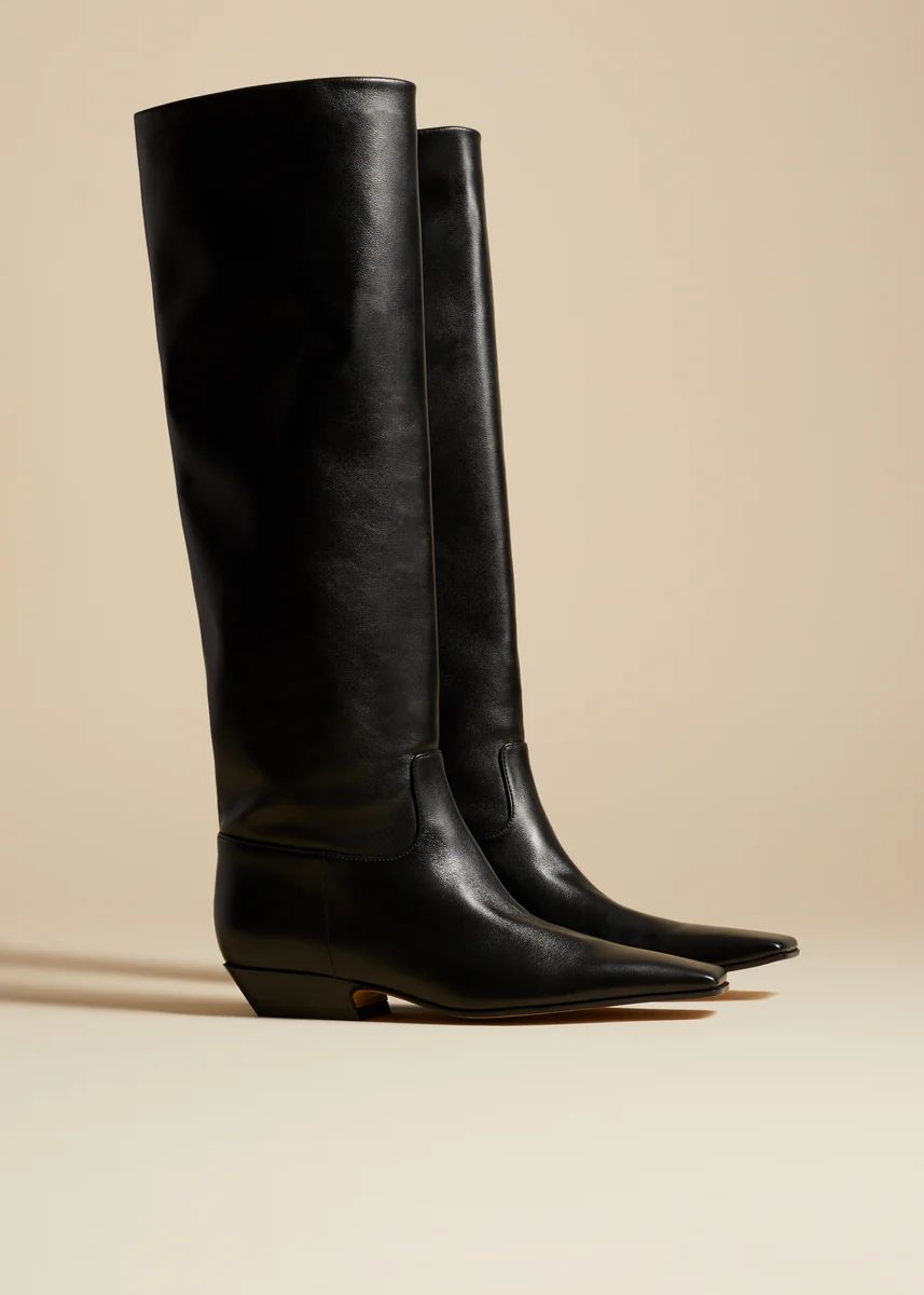 The Marfa Knee-High Boot in Black Leather | Khaite