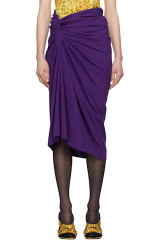 Dries Van Noten - Purple Knotted Jersey Midi Skirt | SSENSE