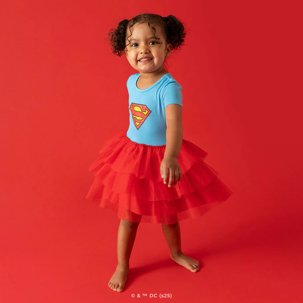 WB Blue Girl Toddler Tulle Dress | I Am Superman | Posh Peanut