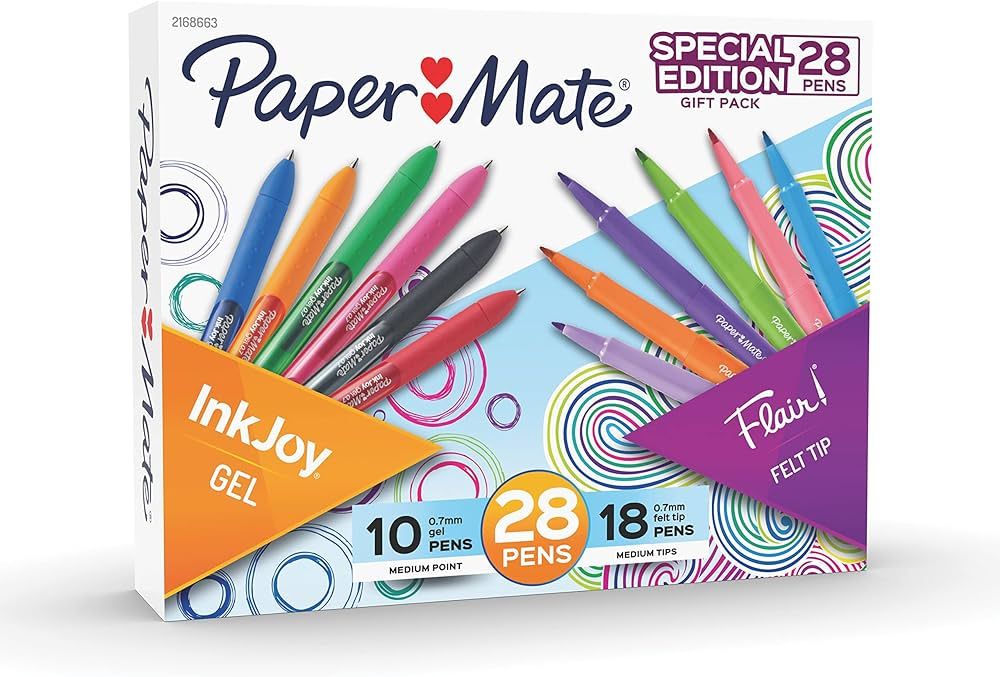 Paper Mate Pens Variety Pack, InkJoy Retractable Gel Pens, Flair Felt Tip Pens, Assorted, 28 Coun... | Amazon (US)