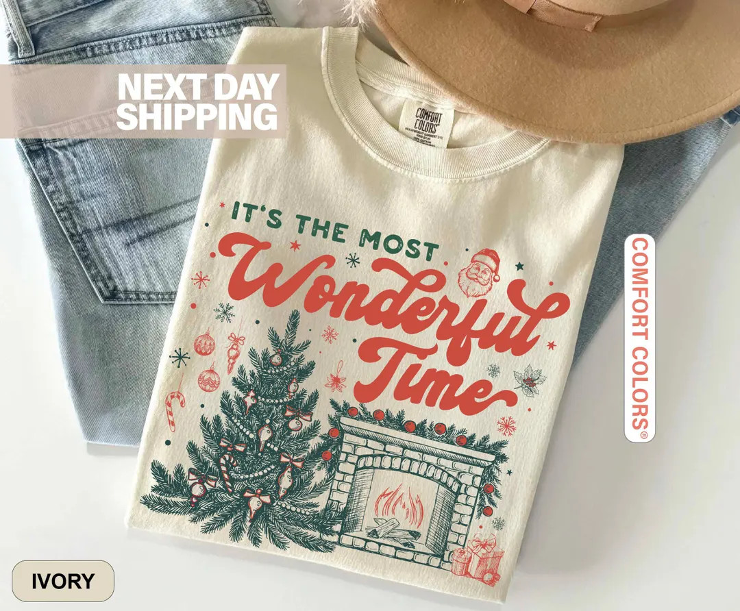 Comfort Colors Christmas Time Shirt, It's the Most Wonderful Time Shirt, Christmas Shirt, Vintage... | Etsy (US)