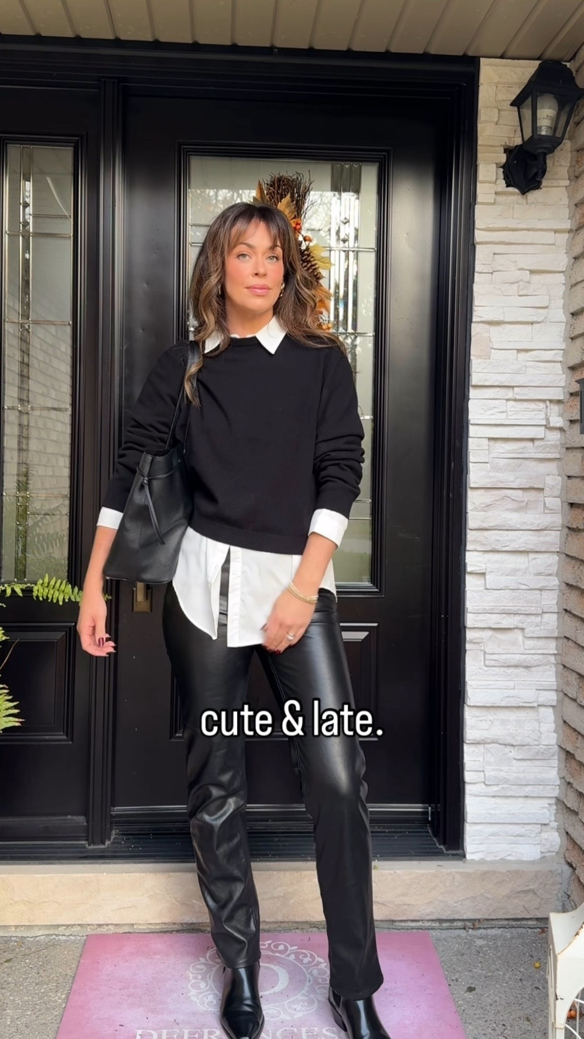 Fall outfit inspo🖤

Outfit details :
M in cashmere sweater.
M in collared button down.
Size 28L in faux leather pants.
Shoes for tts with
Comfortable low heel. 

#LTKcanada #LTKfall #LTKwinter