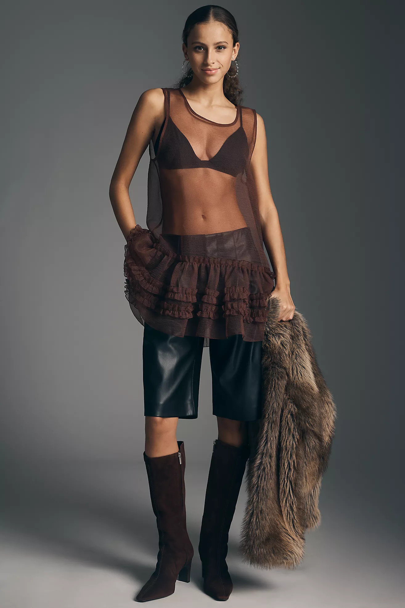 & Layered Sheer Ruffle Tunic | Anthropologie (US)