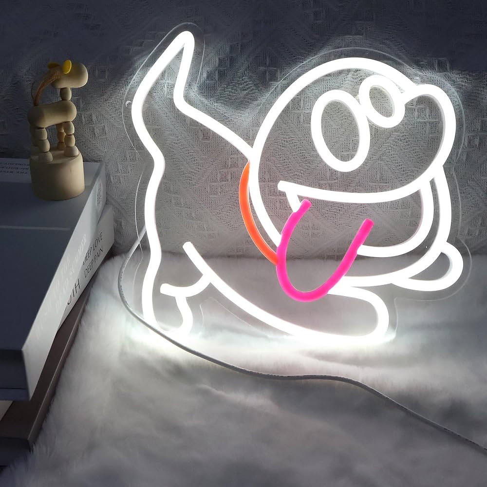 Neon Sign King Boo The Ghost Face LED Neon Light Mario Lamp Acrylic Sign for Game Room Decor Gami... | Amazon (US)