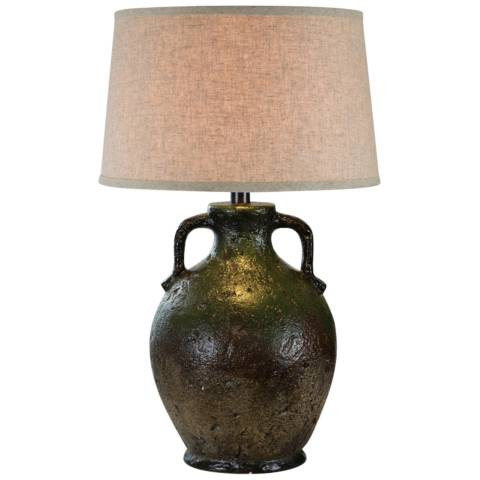 Vellen 31" High Green and Brown Hydrocal 2-Handle Jug Table Lamp | Lamps Plus