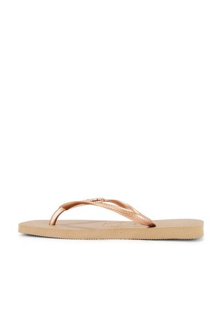 Slim Square Logo Metallic Sandal in Rose Gold | Revolve Clothing (Global)