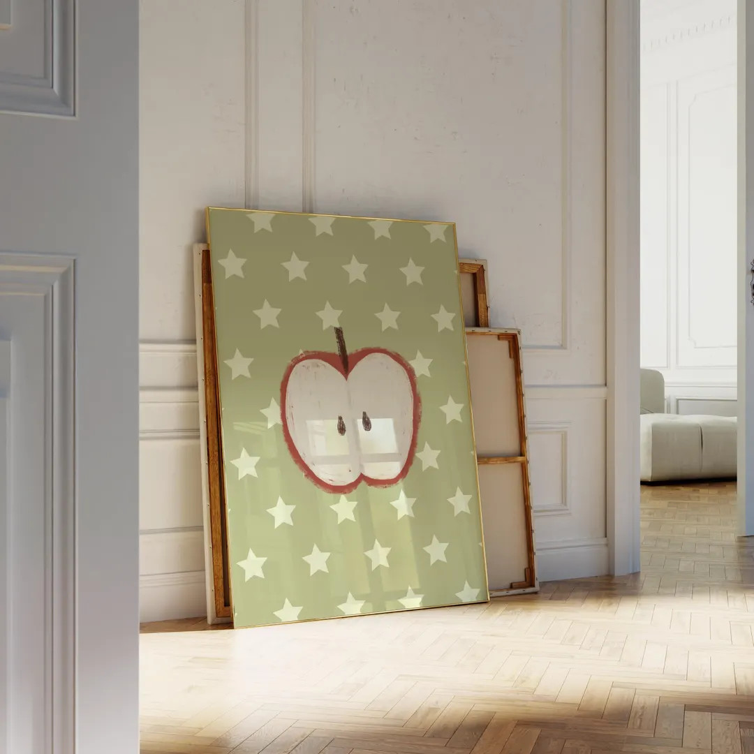 Whimsical Apple Print: Twee Green Stars (digital Download) - Etsy | Etsy (US)