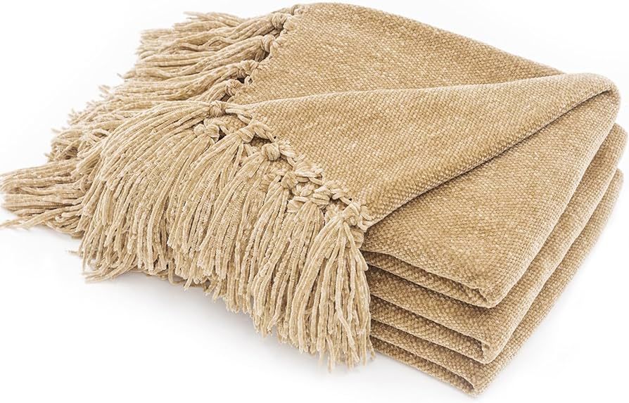 RECYCO Throw Blanket Soft Cozy Chenille Throw Blanket with Fringe Tassel for Couch Sofa Chair Bed... | Amazon (US)
