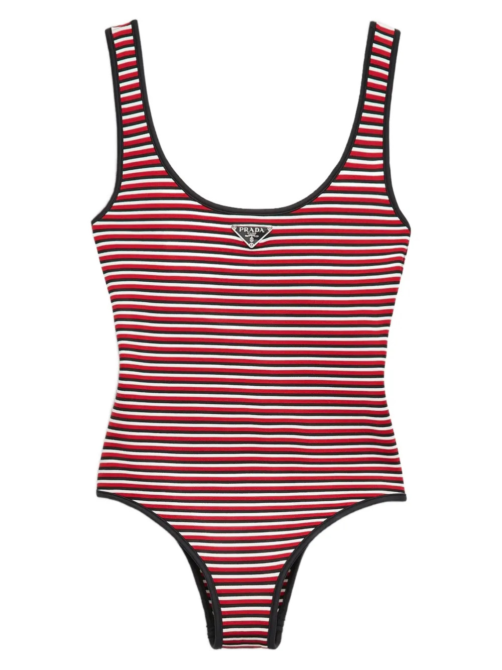 Prada Striped Swimsuit | Black | FARFETCH UK | Farfetch Global