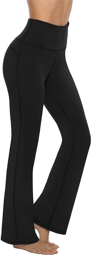 AFITNE Women's Bootcut Yoga Pants with Pockets, High Waist Workout Bootleg Yoga Pants Tummy Contr... | Amazon (US)