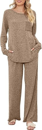 Ribbed Lounge Wear Sets for Women Uk Casual Two Piece Outfits Winter Autumn Warm Cozy Matching Pa... | Amazon (UK)