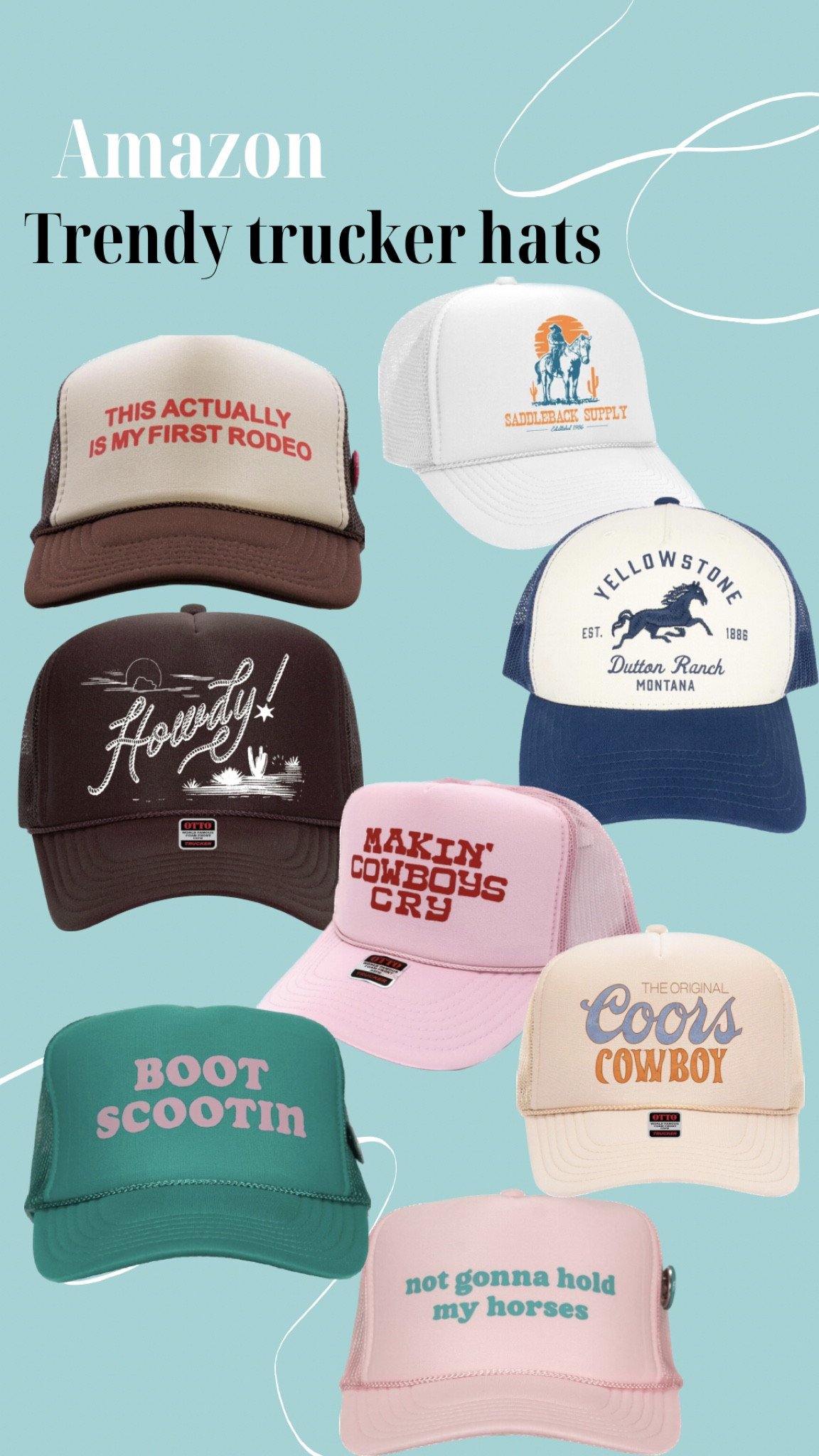 Trendy trucker hats from Amazon 


Western style, western inspired, country style, amazon style, amazon finds, trendy style, trendy truckers

#LTKfindsunder50 #LTKstyletip