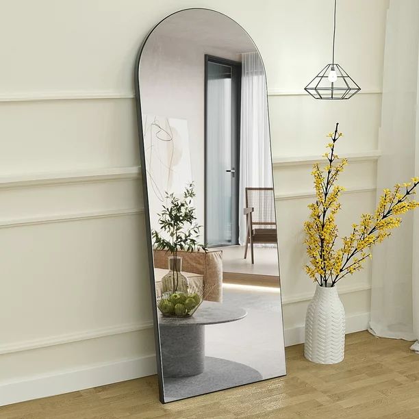BEAUTYPEAK Full Length Mirror Arch Standing Floor Mirror Full Body Mirror 65" x 22",Black | Walmart (US)