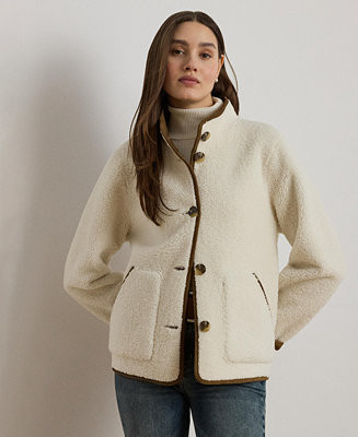 Lauren Ralph Lauren Women's Faux-Suede-Trim Fleece Jacket - Macy's | Macy's