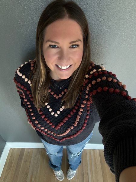 We are finally getting to wear sweaters! This is one I’ve had for a few years by Thisisthegreat and I am constantly wishing they would rerelease it. I love the poms on it. It just feels so fun. I paired it with my loose fit jeans and favorite pair of golas for an easy outfit after Thanksgiving  

#LTKshoecrush #LTKfindsunder50 #LTKstyletip