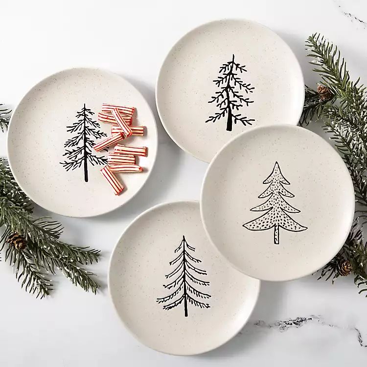 New! Little Christmas Trees Appetizer Plates, Set of 4 | Kirkland's Home