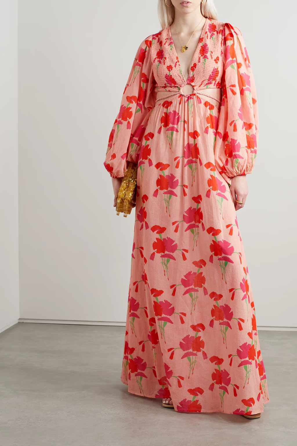 Leonie cutout printed cotton-voile maxi dress | The Outnet (US and CA)