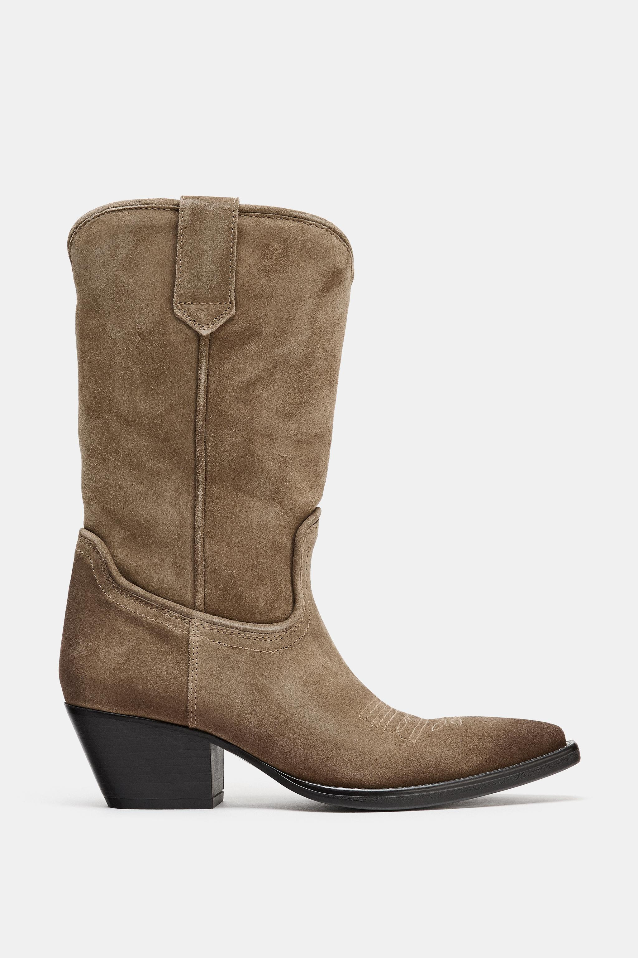 SPLIT SUEDE COWBOY BOOTS | Zara US