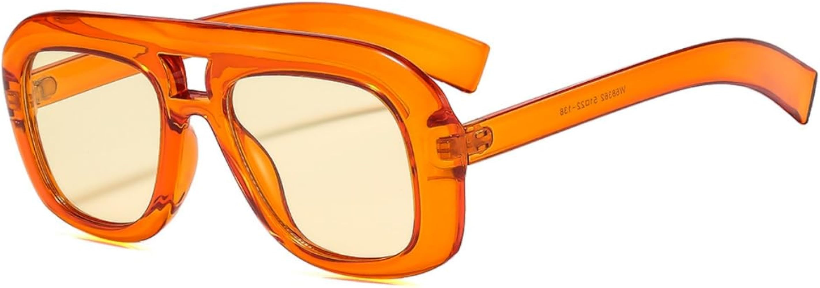 Trendy Square Aviator Sunglasses for Women Men Flat Top Thick Frame 70s Oversized Sun Glasses Ora... | Amazon (US)