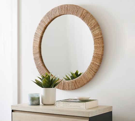 Malibu Handcrafted Woven Seagrass Round Wall Mirror - 40" | Pottery Barn (US)