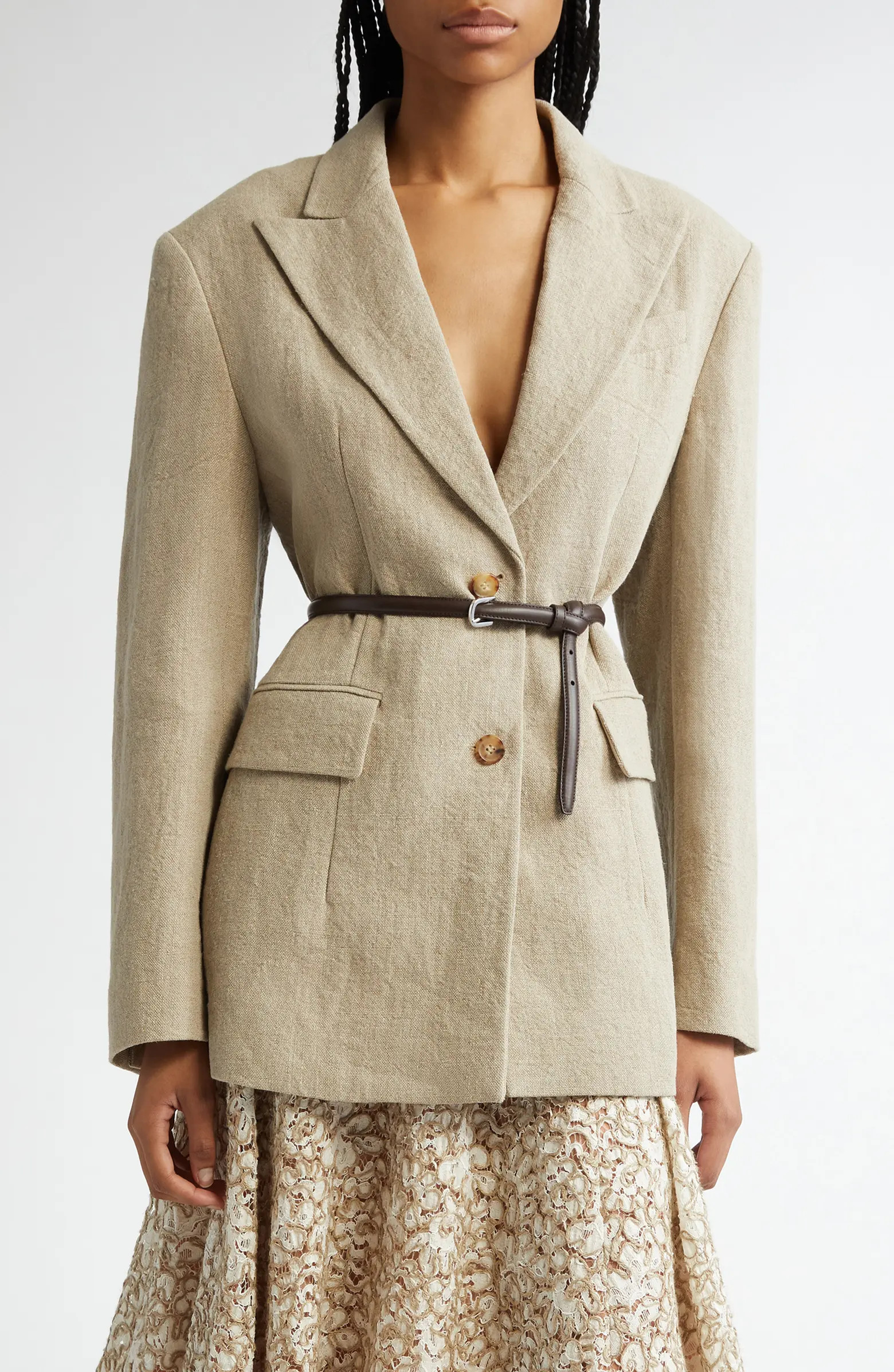 Michael Kors Collection Sculpted Two-Button Linen Blazer | Nordstrom | Nordstrom