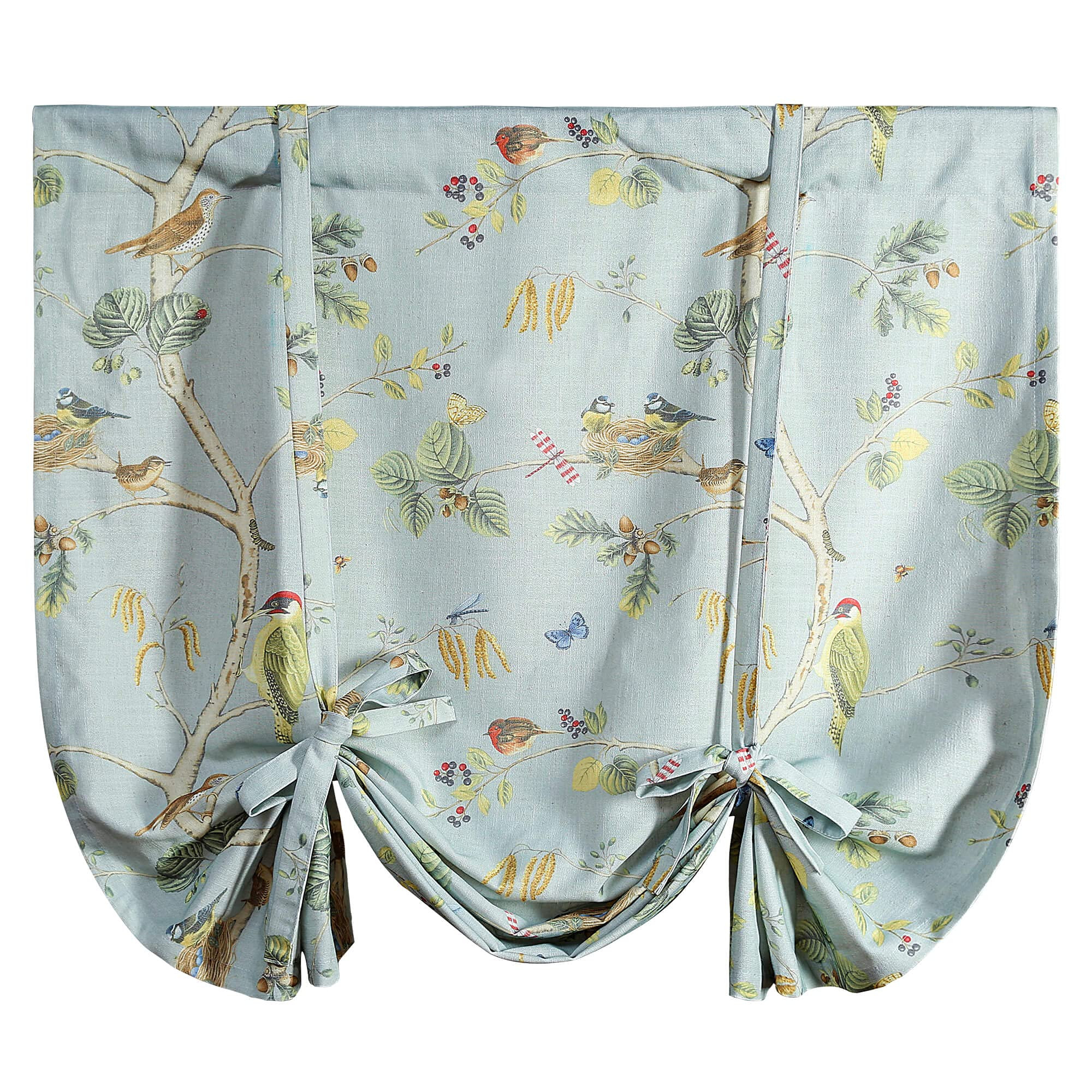 Leeva Tie-Up Shade for Kitchen Windows, Watercolor Floral Pattern Faux Linen Roman Balloon Curtai... | Amazon (US)