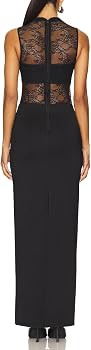 Women Sleeveless Lace Mesh Maxi Dress Mock Neck Bodycon Dress Back Slit | Amazon (US)