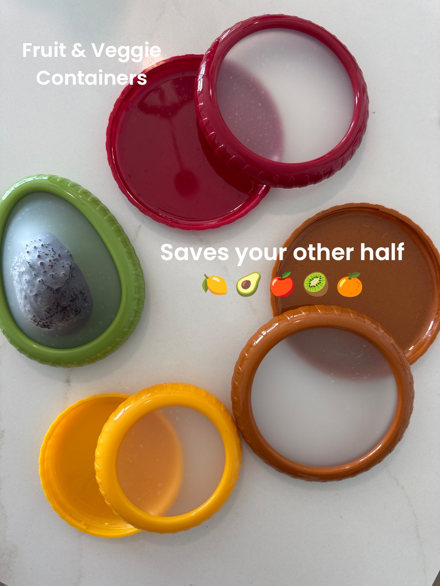 Does anyone else just have a random half of a lemon sitting in their fruit crisper in the fridge? These fruit and veggie containers are the most useful housewarming gift I’ve ever received! 

Save your half fresh cut fruit, or veggie by choosing which size container will fit and just slide on the lid