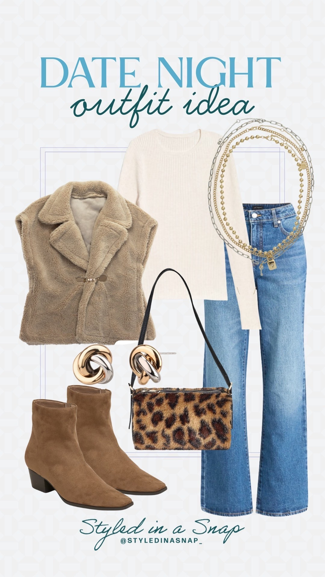 Can you believe this vest is Walmart?! It’s so cute and only $27! I love it paired with some of my favorite barrel jeans a basic white long sleeve from Old Navy, these two time earrings, leopard purse and ankle boots for the perfect winter date night outfit. 
Walmart winter finds, old navy winter finds, affordable date night outfit

#LTKOver40 #LTKSeasonal #LTKFindsUnder50