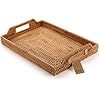 Rattan Serving Tray with Handles for Breakfast Bed Bar Dinner Parties Rectangle 14.5x10.2'' | Amazon (US)
